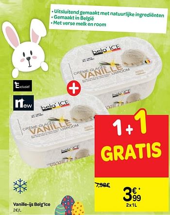 Promoties Vanille-ijs belg`ice - Huismerk - Carrefour  - Geldig van 17/04/2019 tot 29/04/2019 bij Carrefour
