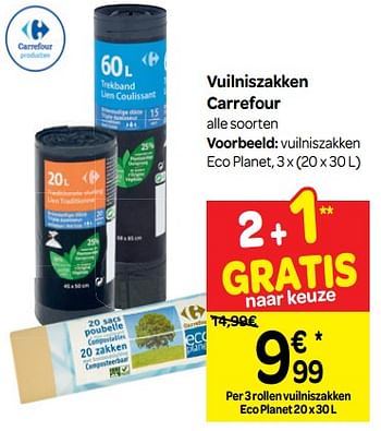 Produit - Carrefour Vuilniszakken carrefour vuilniszakken eco planet - En promotion chez Carrefour