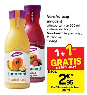 Promoties Vers fruitsap innocent tropisch sap - Innocent - Geldig van 17/04/2019 tot 29/04/2019 bij Carrefour