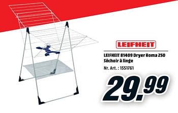 Promotions Leifheit 81409 dryer roma 250 séchoir à linge - Leifheit - Valide de 15/04/2019 à 21/04/2019 chez Media Markt