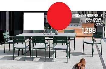Promoties Prix d`ensemble table napoli et 6 chaises napoli - Huismerk - Oh'Green - Geldig van 10/04/2019 tot 21/04/2019 bij Oh'Green