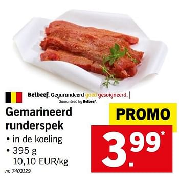 Promoties Gemarineerd runderspek - Huismerk - Lidl - Geldig van 23/04/2019 tot 27/04/2019 bij Lidl