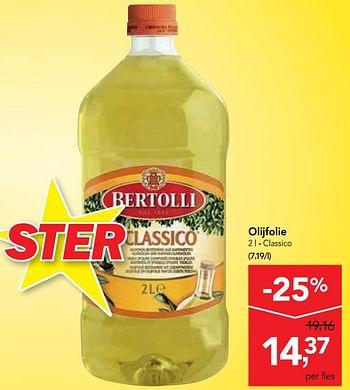 Promoties Olijfolie classico - Bertolli - Geldig van 24/04/2019 tot 07/05/2019 bij Makro