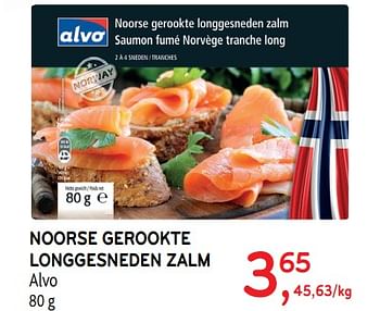 Promotions Noorse gerookte longgesneden zalm alvo - Produit maison - Alvo - Valide de 24/04/2019 à 07/05/2019 chez Alvo