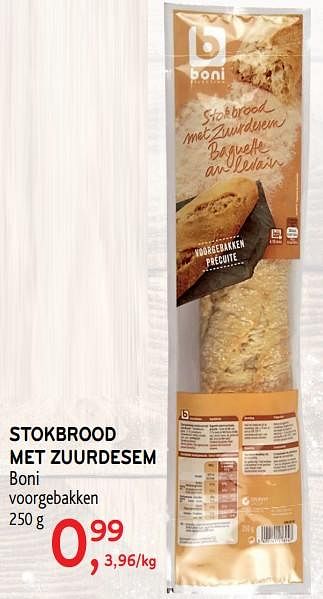 Promoties Stokbrood met zuurdesem boni voorgebakken - Boni - Geldig van 24/04/2019 tot 07/05/2019 bij Alvo