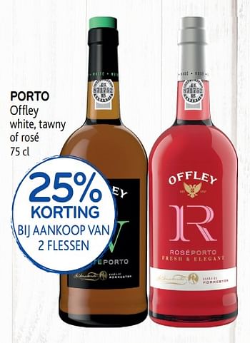Promoties 25% korting bij aankoop van 2 flessen porto offley white, tawny of rosé - Offley - Geldig van 24/04/2019 tot 07/05/2019 bij Alvo
