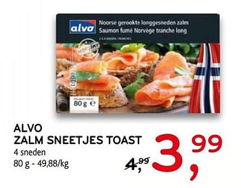 Promoties Alvo zalm sneetjes toast - Huismerk - Alvo - Geldig van 17/04/2019 tot 30/04/2019 bij C&B