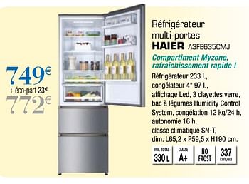 Promotions Haier réfrigérateur multi-portes a3fe635cmj - Haier - Valide de 06/04/2019 à 25/05/2019 chez Copra