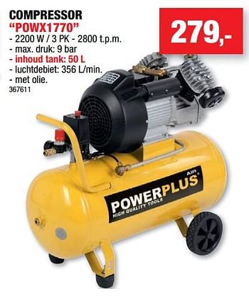 Promoties Powerplus compressor powx1770 - Powerplus - Geldig van 17/04/2019 tot 28/04/2019 bij Hubo