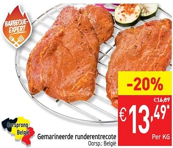 Promotions Gemarineerde runderentrecote - Produit maison - Intermarche - Valide de 23/04/2019 à 28/04/2019 chez Intermarche