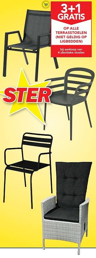 Huismerk - Makro 3+1 gratis op alle terrasstoelen geldig op ligbedden - Promotie bij Makro