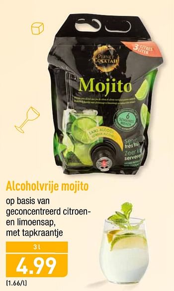 Promoties Alcoholvrije mojito - Huismerk - Aldi - Geldig van 23/04/2019 tot 27/04/2019 bij Aldi