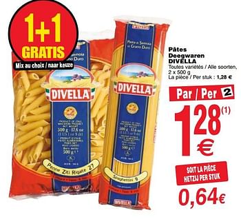 Promoties Pâtes deegwaren divella - Divella - Geldig van 23/04/2019 tot 29/04/2019 bij Cora