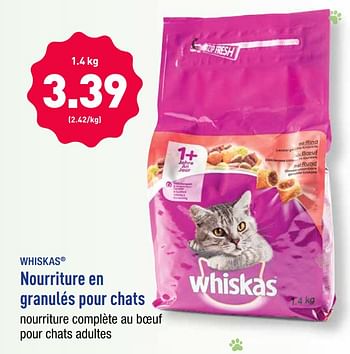 Promotions Nourriture en granulés pour chats - Whiskas - Valide de 23/04/2019 à 27/04/2019 chez Aldi