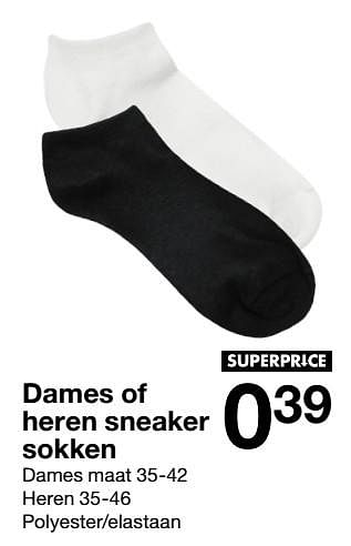 Promotions Dames of heren sneaker sokken - Produit maison - Zeeman  - Valide de 20/04/2019 à 02/05/2019 chez Zeeman