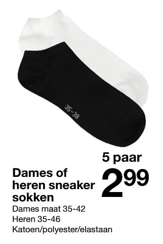 Promoties Dames of heren sneaker sokken - Huismerk - Zeeman  - Geldig van 20/04/2019 tot 02/05/2019 bij Zeeman
