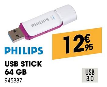 Promoties Philips usb stick 64 gb - Philips - Geldig van 25/04/2019 tot 15/05/2019 bij Electro Depot