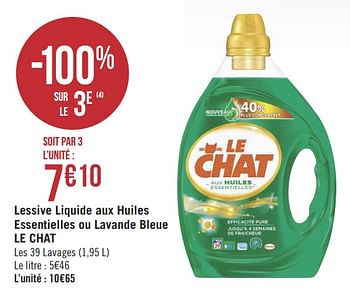 Promotion Geant Casino Lessive Liquide Aux Huiles Essentielles Ou Lavande Bleue Le Chat Le Chat Menage Valide Jusqua 4 Promobutler