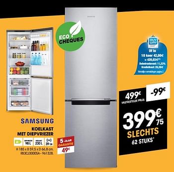 Promoties Samsung koelkastmet diepvriezer rb3cj3000sa - Samsung - Geldig van 25/04/2019 tot 15/05/2019 bij Electro Depot