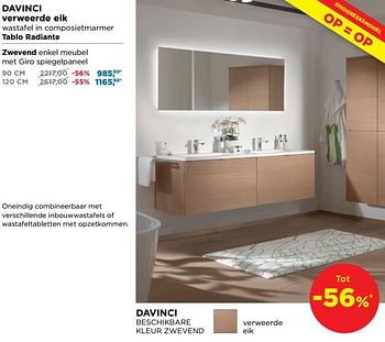 Promotions Davinci verweerde eikwastafel in composietmarmer tablo radiante zwevend enkel meubel met giro spiegelpaneel - Balmani - Valide de 28/04/2019 à 25/05/2019 chez X2O
