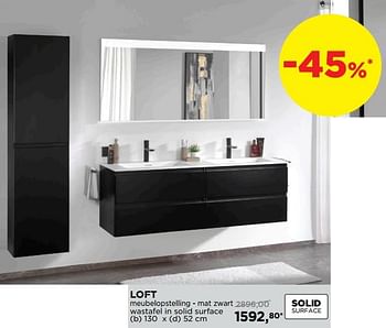 Promotions Loft meubelopstelling - mat zwart wastafel in solid surface - Storke - Valide de 28/04/2019 à 25/05/2019 chez X2O