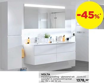 Promoties Vo lta meubelopstelling - glanzend wit wastafel in composietmarmer - Storke - Geldig van 28/04/2019 tot 25/05/2019 bij X2O