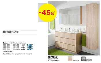 Promoties Express staand dubbel meubel met spiegelpaneel - Linie - Geldig van 28/04/2019 tot 25/05/2019 bij X2O