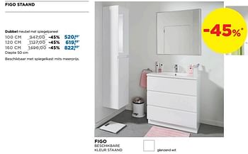 Promoties Figo staand dubbel meubel met spiegelpaneel - Linie - Geldig van 28/04/2019 tot 25/05/2019 bij X2O