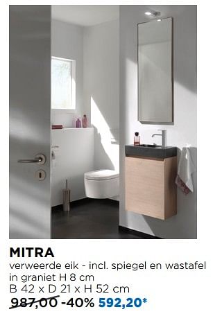Promotions Mitra verweerde eik - incl. spiegel en wastafel in graniet - Balmani - Valide de 28/04/2019 à 25/05/2019 chez X2O