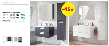 Promoties Sensa zwevend dubbel meubel met spiegelpaneel - Linie - Geldig van 28/04/2019 tot 25/05/2019 bij X2O