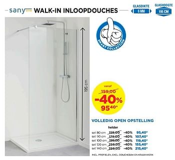 Promotions Volledig open opstelling - Sany one - Valide de 28/04/2019 à 25/05/2019 chez X2O