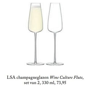 Promoties Champagneglazen wine culture flute - LSA - Geldig van 26/02/2019 tot 01/07/2019 bij De Bijenkorf