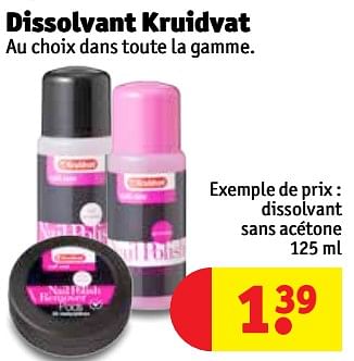 Promoties Dissolvant sans acétone - Huismerk - Kruidvat - Geldig van 23/04/2019 tot 28/04/2019 bij Kruidvat