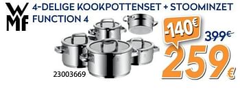 Promoties 4-delige kookpottenset + stoominzet function 4 - WMF - Geldig van 25/04/2019 tot 26/05/2019 bij Krefel