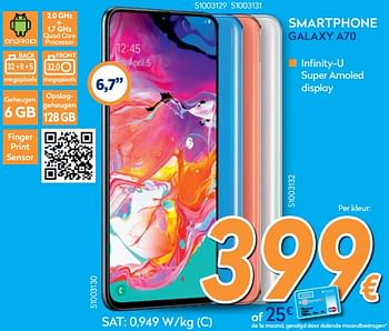 Promoties Samsung smartphone galaxy a70 - Samsung - Geldig van 25/04/2019 tot 26/05/2019 bij Krefel