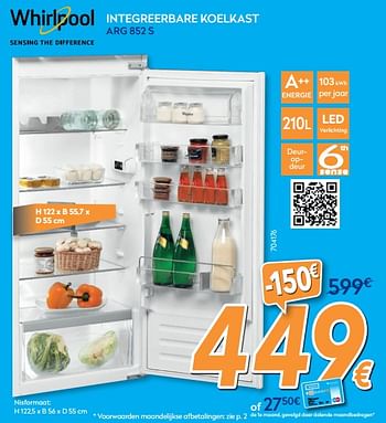 Promoties Whirlpool integreerbare koelkast arg 852 s - Whirlpool - Geldig van 25/04/2019 tot 26/05/2019 bij Krefel