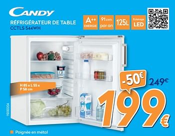 Promoties Candy réfrigérateur de table cctls 544wh - Candy - Geldig van 25/04/2019 tot 26/05/2019 bij Krefel