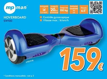 Promotions Mp man hoverboard sw100 - MP Man - Valide de 25/04/2019 à 26/05/2019 chez Krefel
