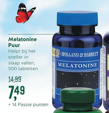 Promoties Melatonine puur helpt bij het sneller in slaap vallen - Huismerk - Holland & Barrett - Geldig van 21/04/2019 tot 19/05/2019 bij Holland & Barret