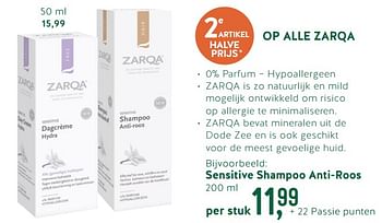 Promoties Op alle zarqa sensitive shampoo anti-roos - Zarqa - Geldig van 21/04/2019 tot 19/05/2019 bij Holland & Barret