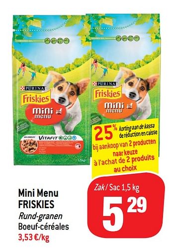 Promoties Mini menu friskies - Purina - Geldig van 24/04/2019 tot 30/04/2019 bij Match