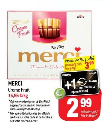 Promoties Merci creme fruit - MERCI - Geldig van 24/04/2019 tot 30/04/2019 bij Match