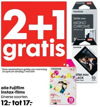 Promoties Alle fujifilm instax-films - Huismerk - Hema - Geldig van 24/04/2019 tot 21/05/2019 bij Hema