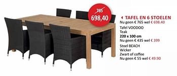 Promoties Tafel en 6 stoelen - Huismerk - Weba - Geldig van 25/04/2019 tot 23/05/2019 bij Weba