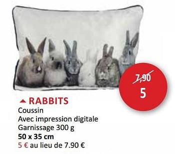 Promoties Rabbits coussin - Huismerk - Weba - Geldig van 25/04/2019 tot 23/05/2019 bij Weba