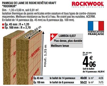 Laine De Roche Brico Depot
 - Promotion Brico Depot Panneau De Laine De Roche Revetue Kraft Rockmur Rockwool Construction Renovation Valide Jusqua 4 Promobutler