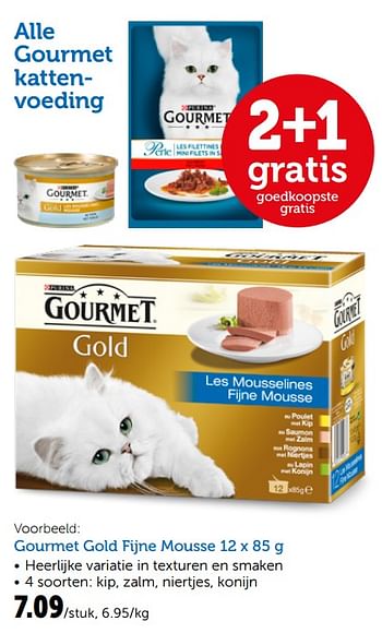 Promoties Alle gourmet kattenvoeding gourmet gold fijne mousse - Purina - Geldig van 08/05/2019 tot 19/05/2019 bij Aveve