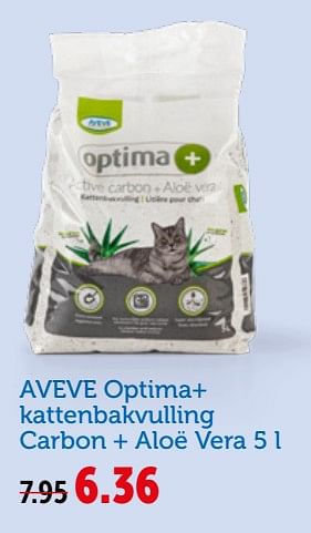 Promoties Aveve optima+ kattenbakvulling carbon + aloë vera - Optima - Geldig van 08/05/2019 tot 19/05/2019 bij Aveve