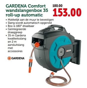 Promoties Gardena comfort wandslangenbox 35 roll-up automatic - Gardena - Geldig van 08/05/2019 tot 19/05/2019 bij Aveve