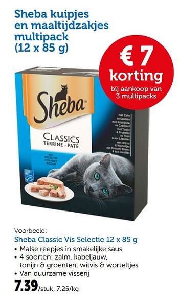 Promoties Sheba kuipjes en maaltijdzakjes multipack sheba classic vis selectie - Sheba - Geldig van 08/05/2019 tot 19/05/2019 bij Aveve